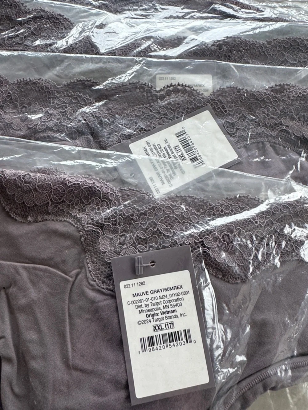 Women's Auden Gray Lace Trim Thong Panties